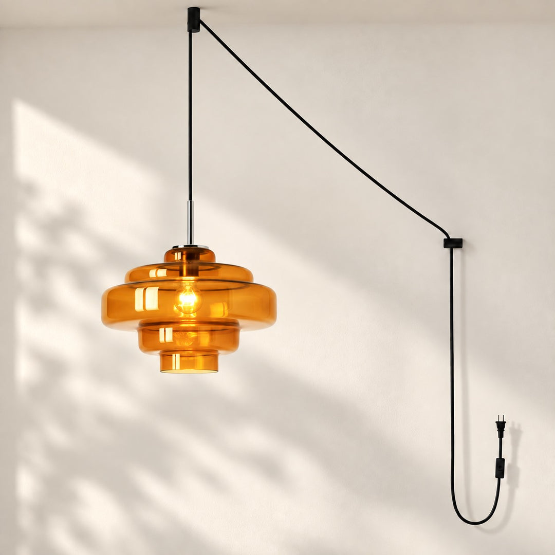Koloro Millie Plug-In Glass Pendant Light - Retro Colorful Pendant for Modern Interiors