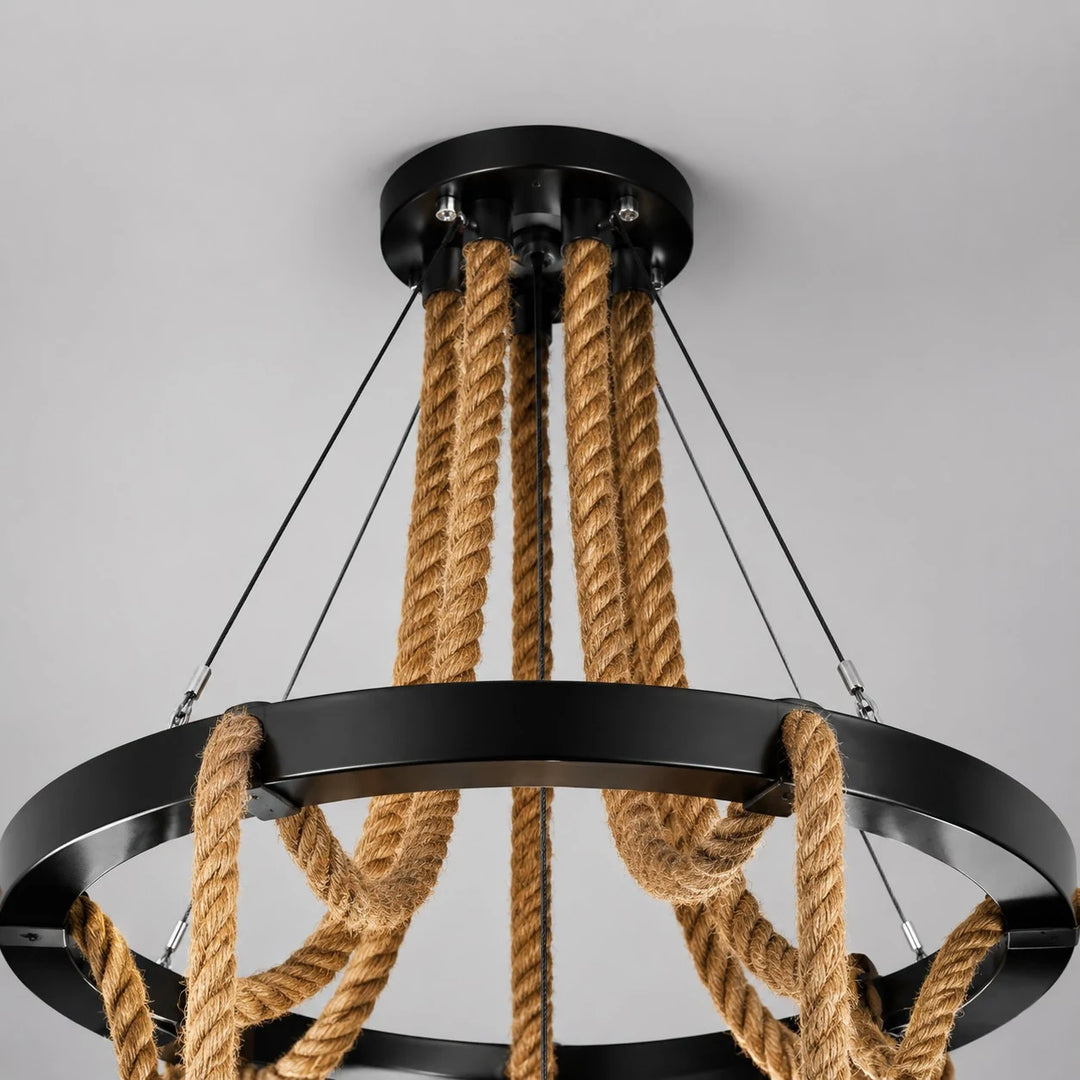Rustic farmhouse rope chandelier
