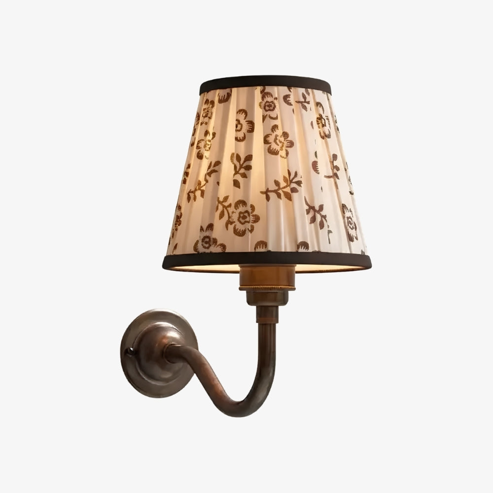 Cottaloy Vintage Fabric Curved Arm Wall Lamp for Living Room or Bedroom