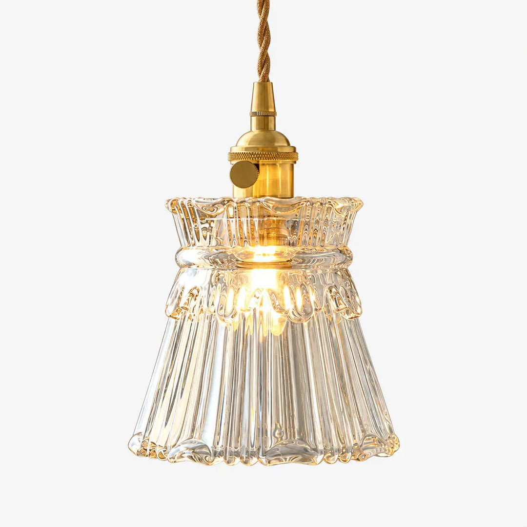 Vintage Carved Glass Pendant Lamp