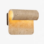 Bild in Gallery-Viewer laden, Natural travertine wall sconce front view