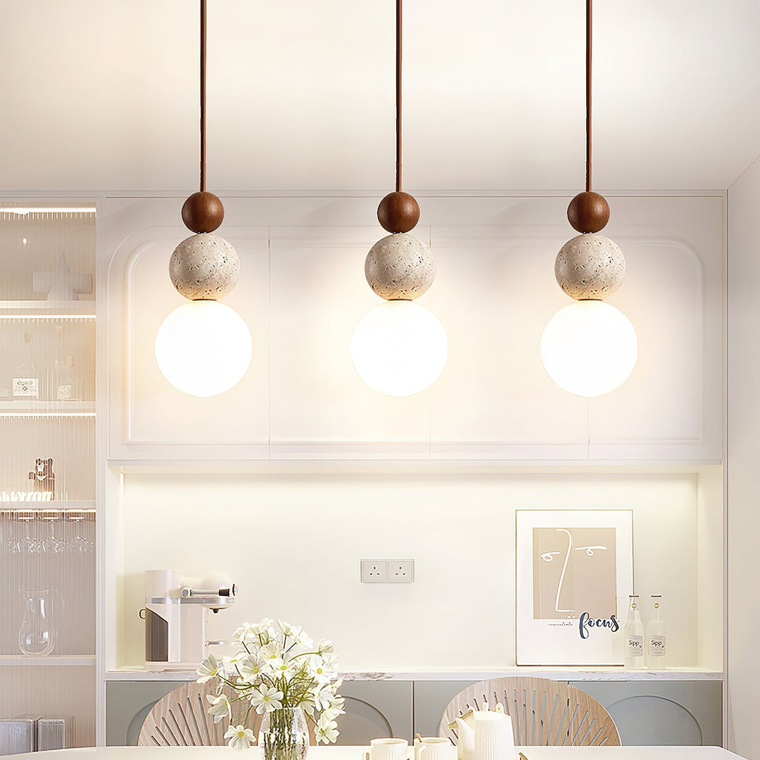 Modern Travertine Stone Globe Pendant Lamp M08