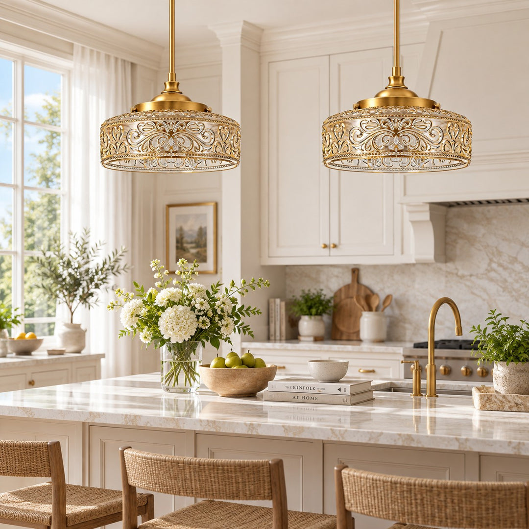 Vintage Adjustable Glass Pendant Light