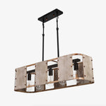 Cargar imagen en el visor de la Galería, Wood finish five-light 80 cm warm pendant lamp SKU view