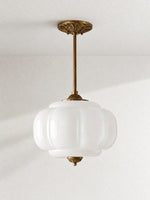 Load image into Gallery viewer, Eloise Scallop Vintage Milk Glass Semi Flush Mount Pendant Light