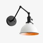 Cargar imagen en el visor de la Galería, Conique Metal Vintage Industrial Swing Arm Wall Lamp - Adjustable Dome Shade for Study

