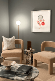 Modern Minimalist Travertine Base Glass Orb Floor Lamp M19