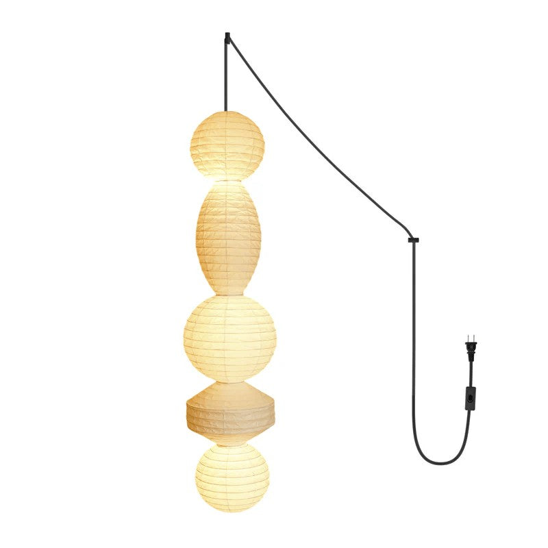 Stacked Ribbed Paper Swag Pendant Light