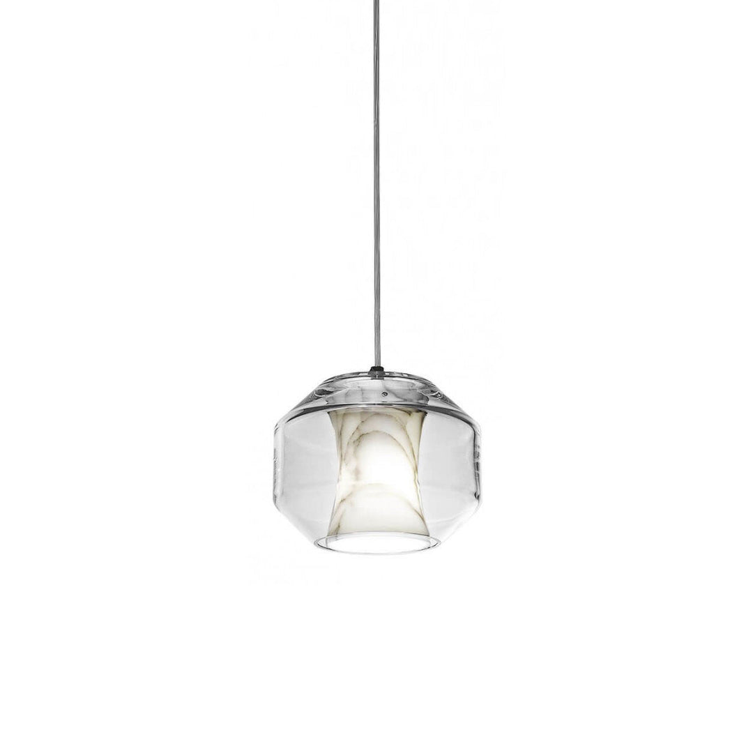 Suspension en verre et albâtre