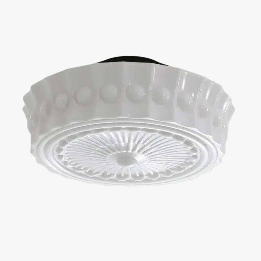 Dretta Vintage Classic Round Ceiling Light - Sculpted Art Glass Lighting Fixture for Living Room U02