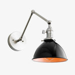Cargar imagen en el visor de la Galería, Conique Metal Vintage Industrial Swing Arm Wall Lamp - Adjustable Dome Shade for Study
