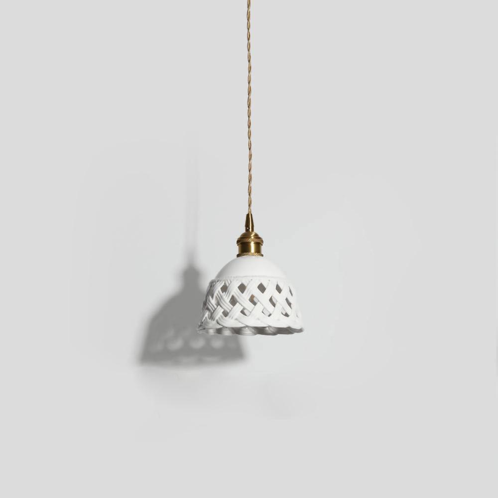 Woven Ceramic Brass Swag Pendant Light