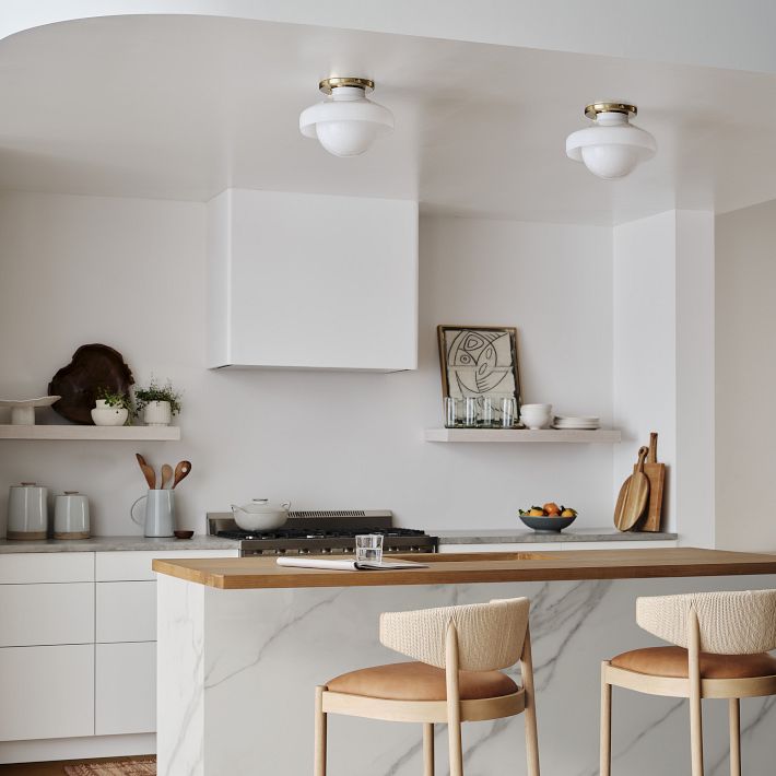 Plafonnier encastré Hanton – Luminaire minimaliste moderne avec abat-jour en verre laiteux et métal 