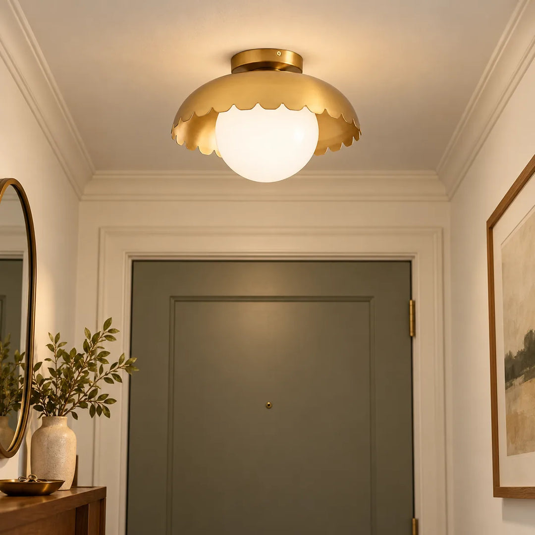 Low-Ceiling Flush with a Scalloped Globe