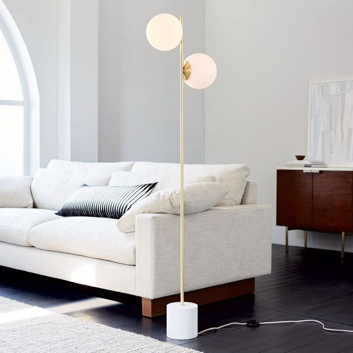 Brina Multi-Light Glass Floor Lamp - Brass and Milk Glass Lighting