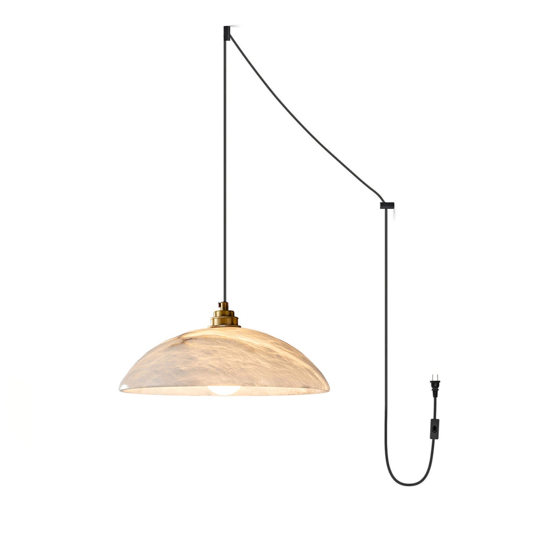 Natural Stone Plug-In Swag Pendant Light