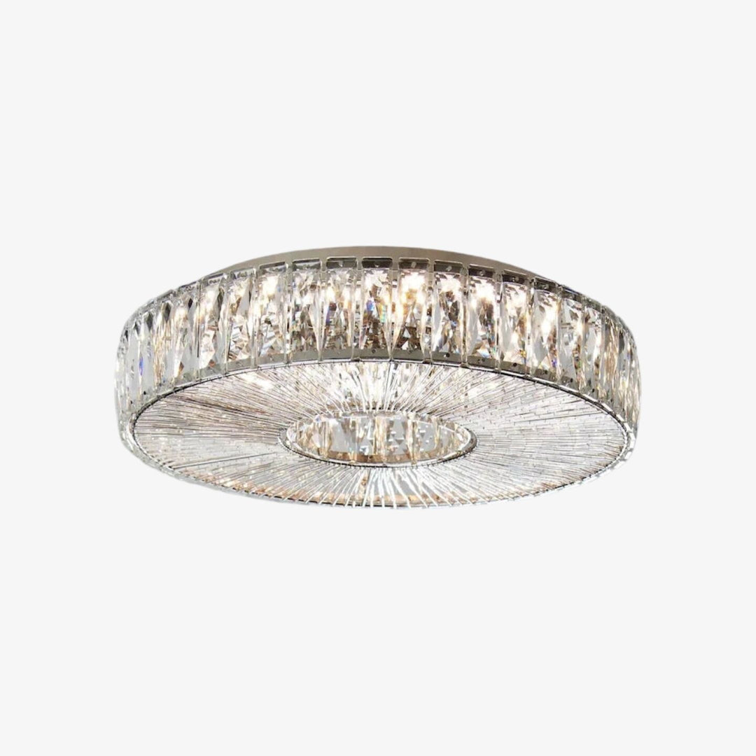 Glomar Glass Round Flush Ceiling Light - Modern Metal Glass Finish Living Areas