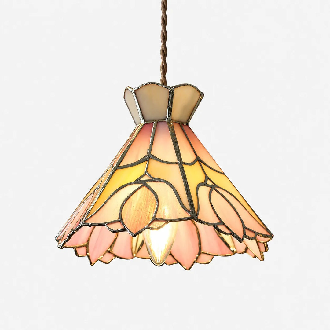 Pink Floral Glass Pendant Light