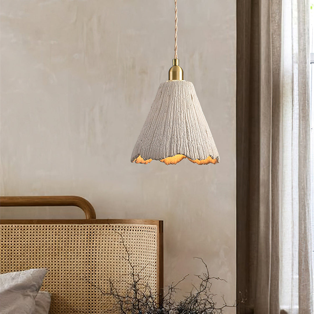 Textured Cement Gold Plug-In Swag Pendant