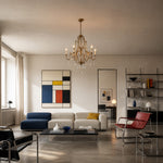 Load image into Gallery viewer, Antique Iron Crystal Candle Chandelier