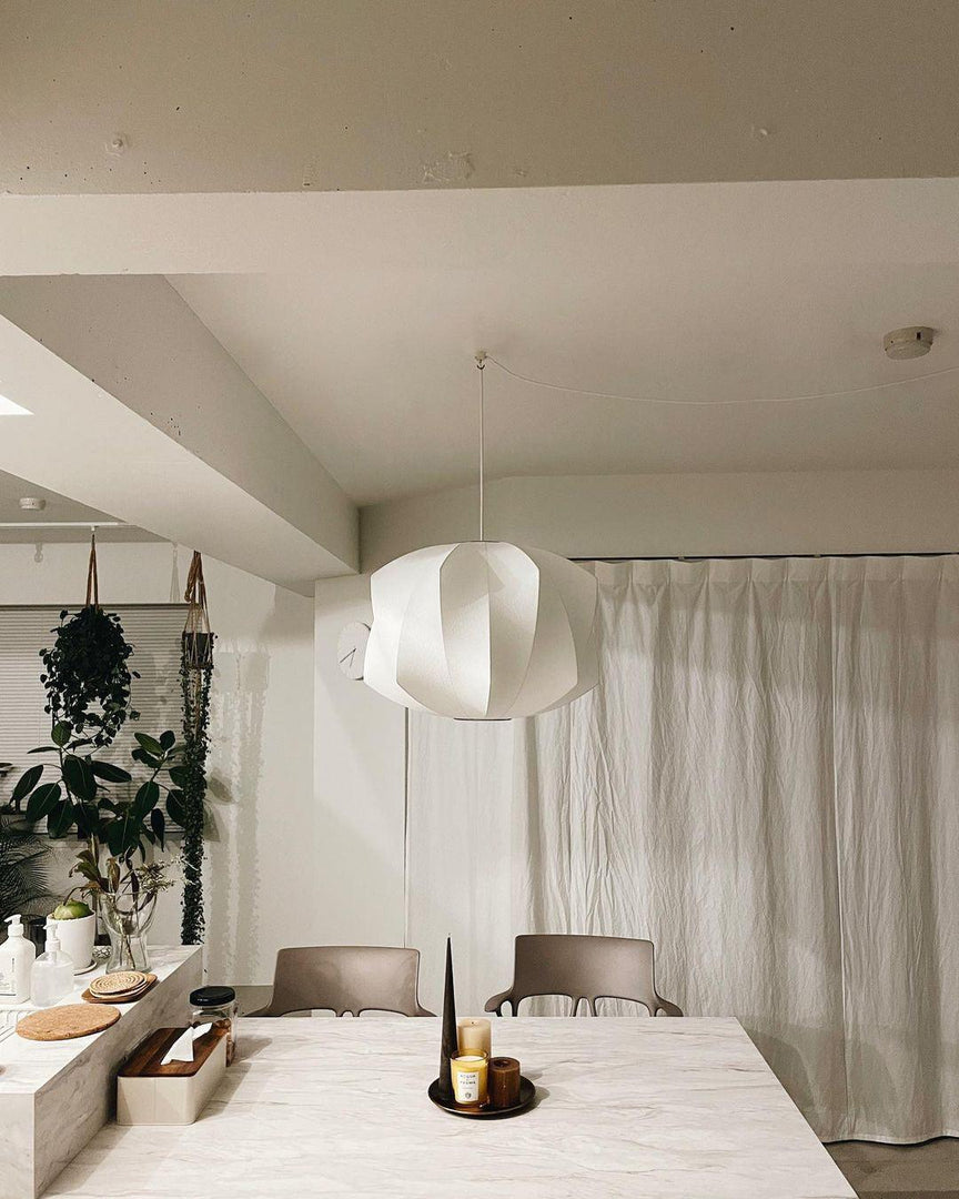 White Geometric Wire Swag Pendant Light