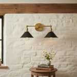 Charger l&#39;image dans la visionneuse de galerie, Conique Metal Industrial Wall Sconce with Dual Cone Shades - Vintage Metal Finish

