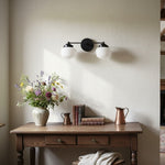 Bild in der Galerieansicht laden, Opalume Glass Art Deco Vanity Light - Bathroom Wall Sconce with White Glass Shades
