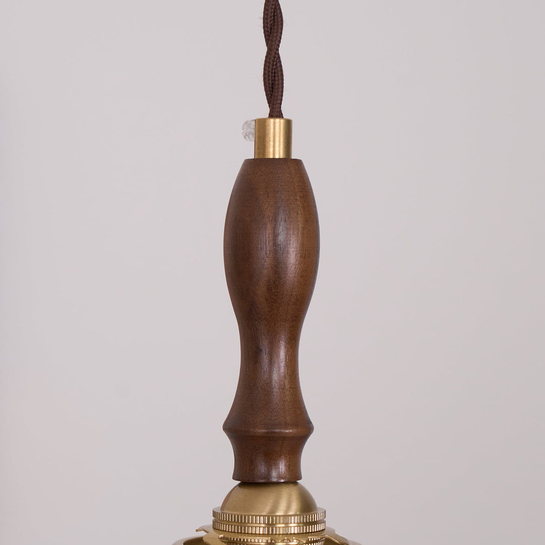 White Fabric Walnut Brass Plug-In Pendant