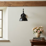 Cargar imagen en el visor de la Galería, Conique Metal Vintage Industrial Swing Arm Wall Lamp - Adjustable Dome Shade for Study
