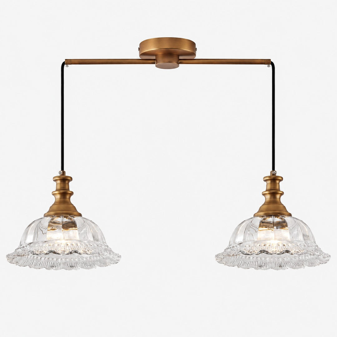 Vintage Fluted Glass Pendant Light for Kitchen & Dining
