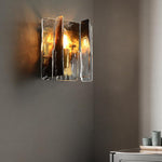 Cargar imagen en el visor de la Galería, Lámpara de pared moderna de lujo rectangular de cobre y vidrio de una luz para sala de estar
