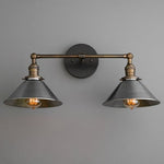 Charger l&#39;image dans la visionneuse de galerie, Conique Metal Industrial Wall Sconce with Dual Cone Shades - Vintage Metal Finish

