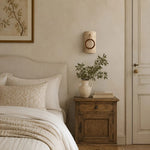 Cargar imagen en el visor de la Galería, Travertine wood ring wall sconce detail
