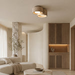 Bild in Gallery-Viewer laden, Two head travertine ceiling light in a warm living room