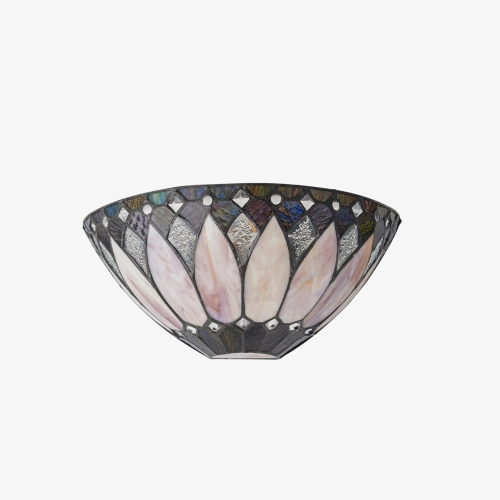 TF Layered Glass and Curved Metal Arm Wall Lamp – Transitional Art Deco Wall Sconce for Bedroom and Entryway
