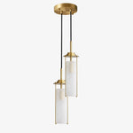 Charger l'image dans la visionneuse de galerie, Brass Rippled Frosted Glass Pendant Light
