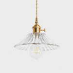 Cargar imagen en el visor de la Galería, Style I textured glass shade with antique brass E27 socket, front view