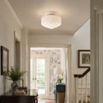 Cargar imagen en el visor de la Galería, Embossed glass flush mount ceiling light in a bright hallway