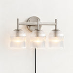 Bild in Gallery-Viewer laden, Chrome ribbed-glass wall sconce, three lights