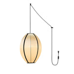 Bild in Gallery-Viewer laden, Black Metal White Fabric Plug-In Swag Pendant