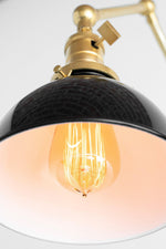 Cargar imagen en el visor de la Galería, Conique Metal Vintage Industrial Swing Arm Wall Lamp - Adjustable Dome Shade for Study
