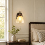 Bild in Gallery-Viewer laden, Antique bronze amber glass wall sconce