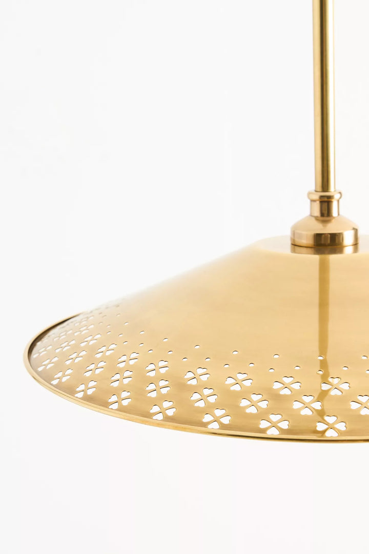 Auriglow Enameled Brass Pendant With Clover Cutout Shade