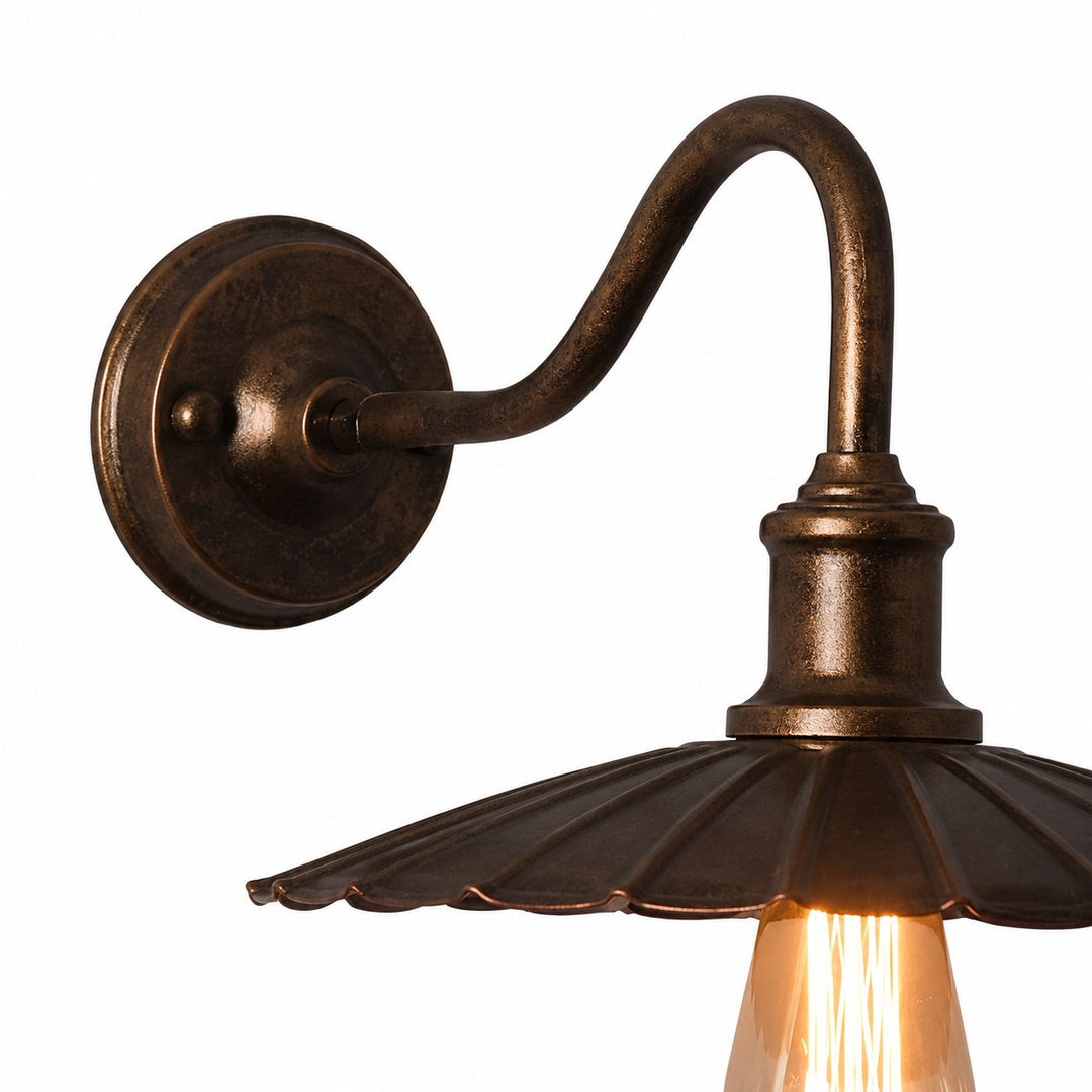 Outdoor wall sconce close-up detail