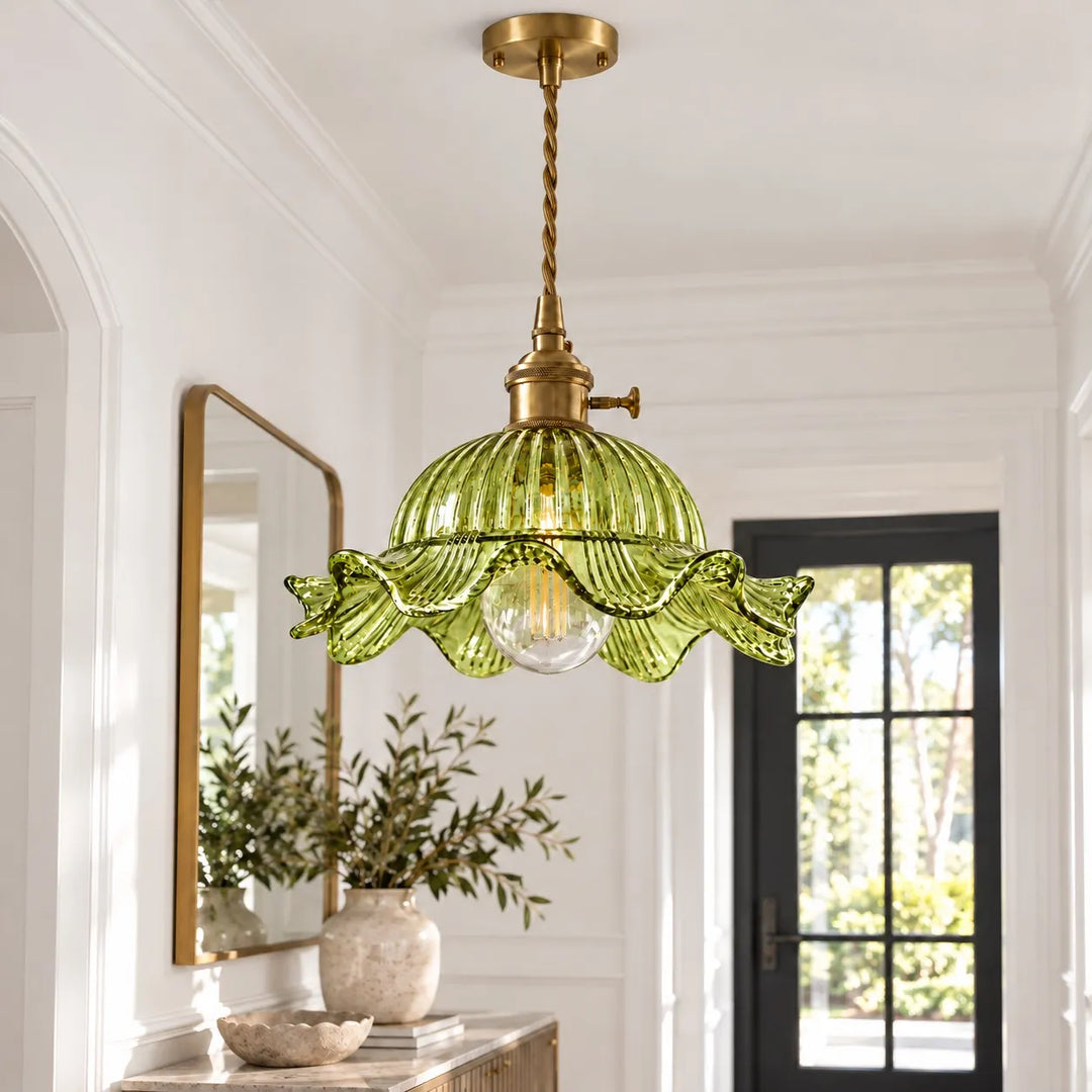 Vintage Wavy-Edge Glass Pendant Lamp