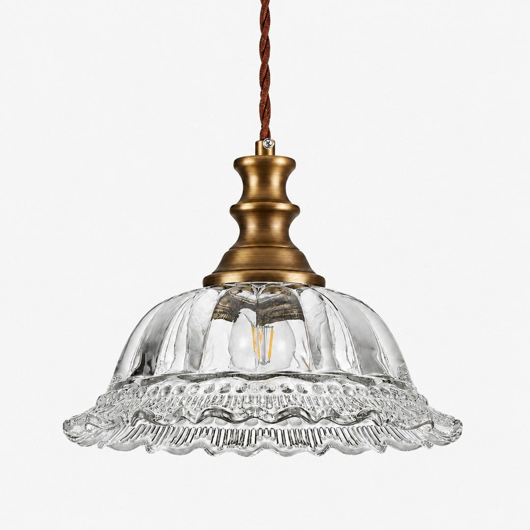 Vintage Fluted Glass Pendant Light for Kitchen & Dining