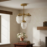 Load image into Gallery viewer, Tierlux Glass Chandelier – Vintage Brass Globe Lighting Fixture
