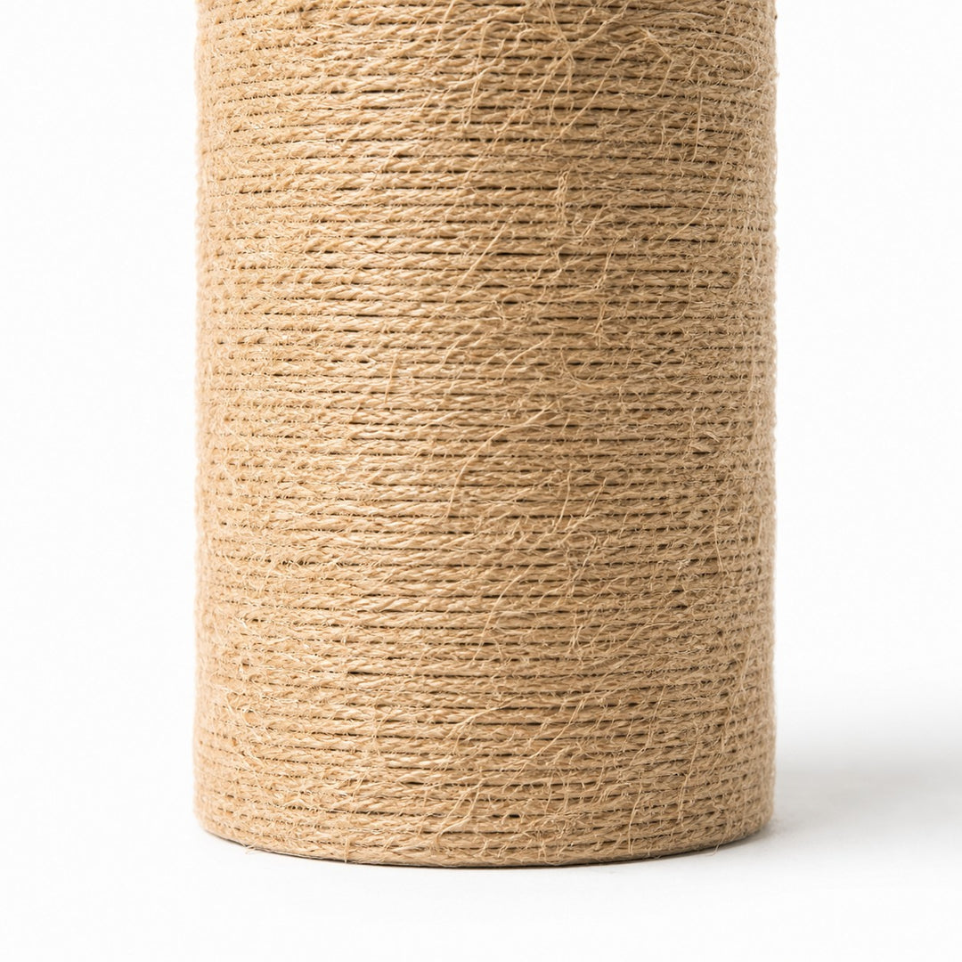 Close view of the woven jute lamp base texture
