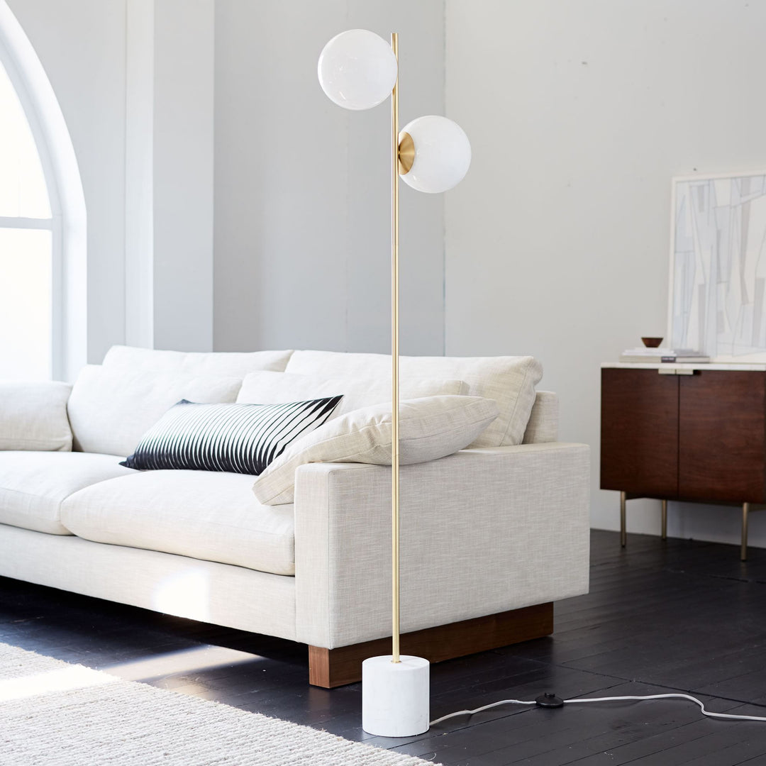 Alessora Minimalist Sphere Stem Tall Standing Lamp for Reading or Lounge Spaces