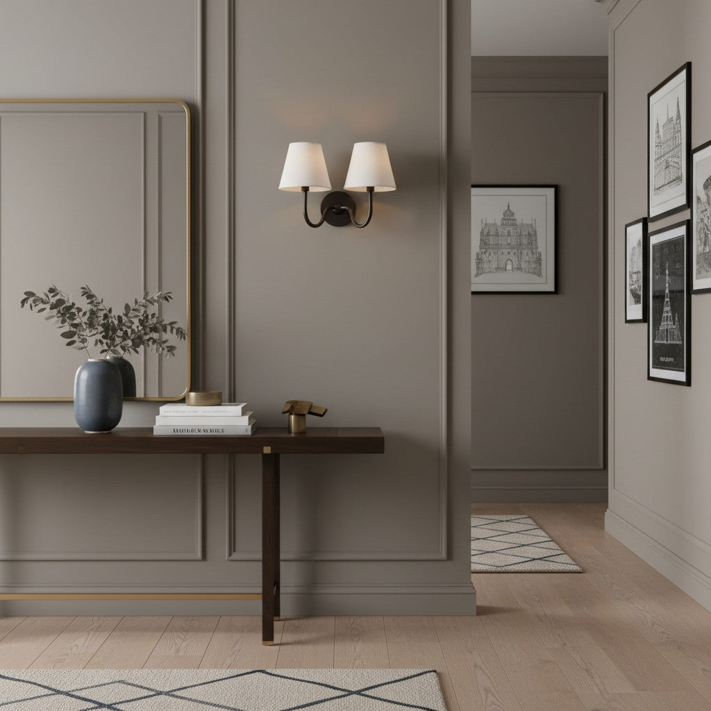 Luvora Fabric Shade Wall Sconce with Drum Shade - Classic Pleated Sconce Light